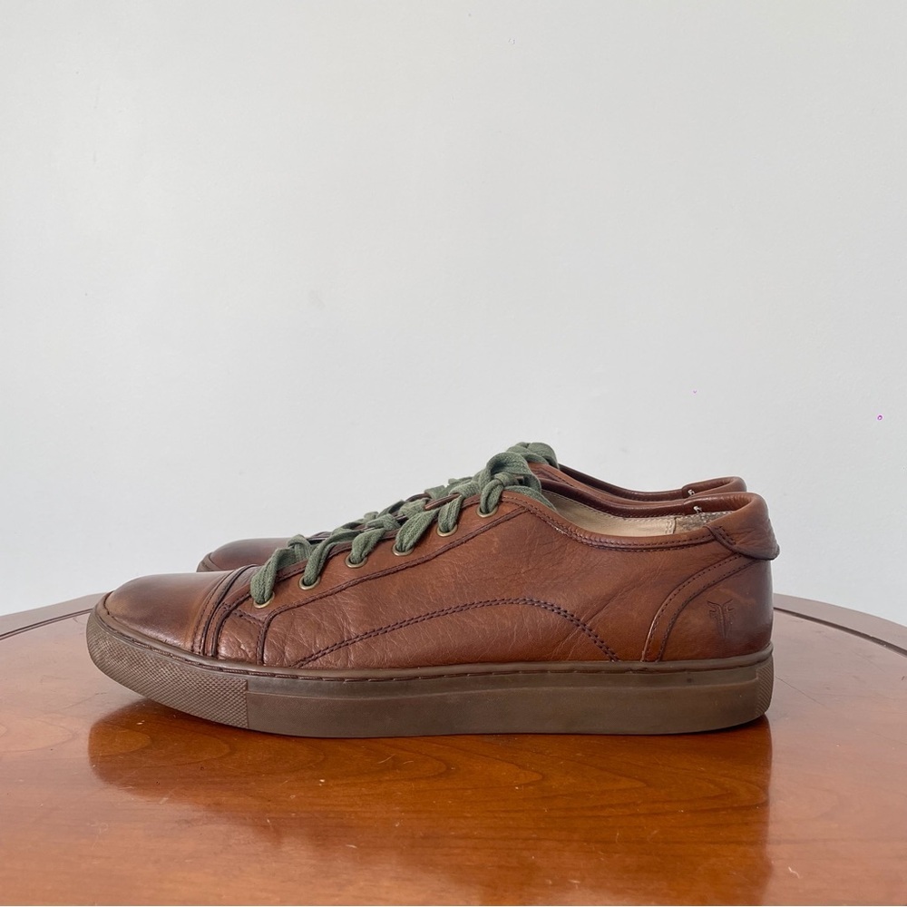 Frye Men’s Justin Low Lace Brown Leather Sneakers | US 10